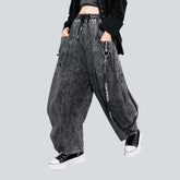Graue Baggy-Jeans für Damen